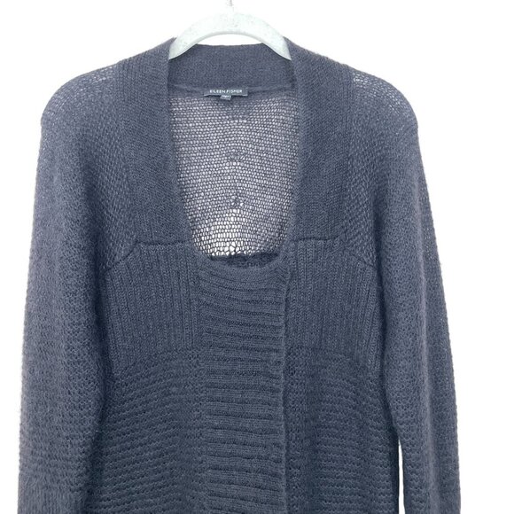 Eileen Fisher Sweater Cardigan Size S‎ Black Mohair Wool Long Quite Luxury Boho - Picture 4 of 7